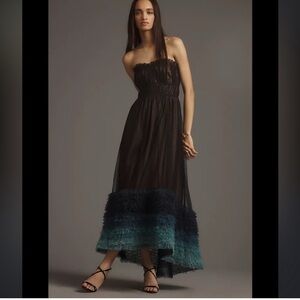 Size 6: Anthropologie Brown and Black Strapless Dress